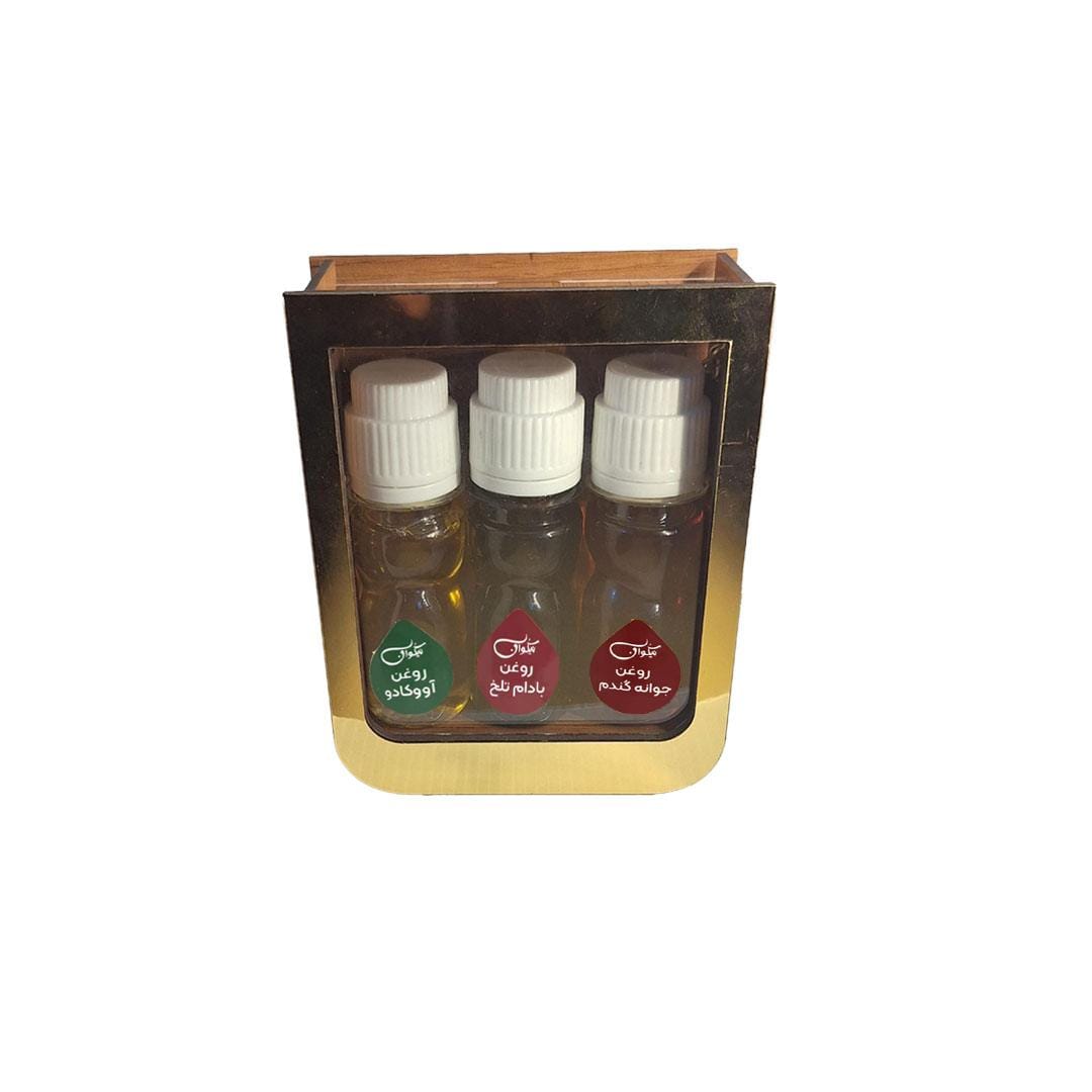 بسته هدیه نرم کننده و مرطوب کننده پوست صورت نیکوان شامل روغن آووکادو، بادام تلخ و جوانه گندم.